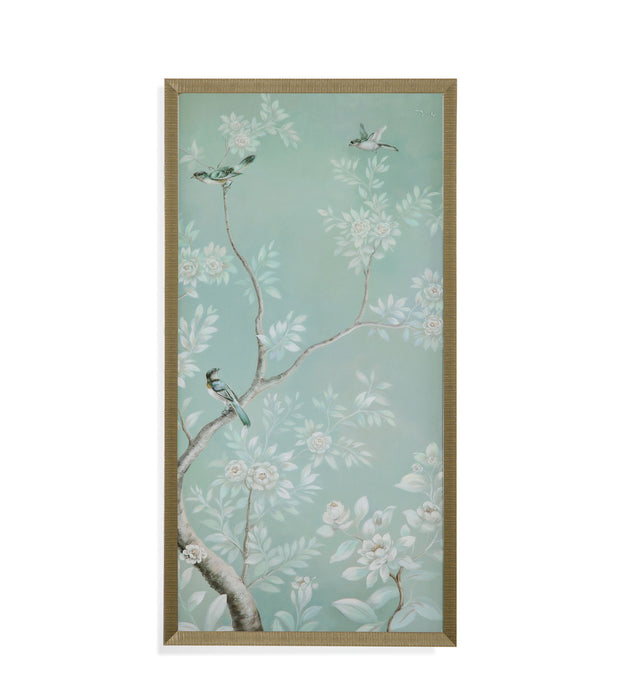 Birds And Flowers I Framed Print - Light Blue