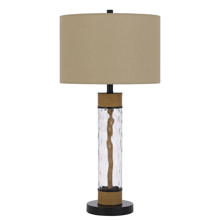Bartow - 32" Height Metal / Glass Table Lamp - Dark Bronze / Burlap