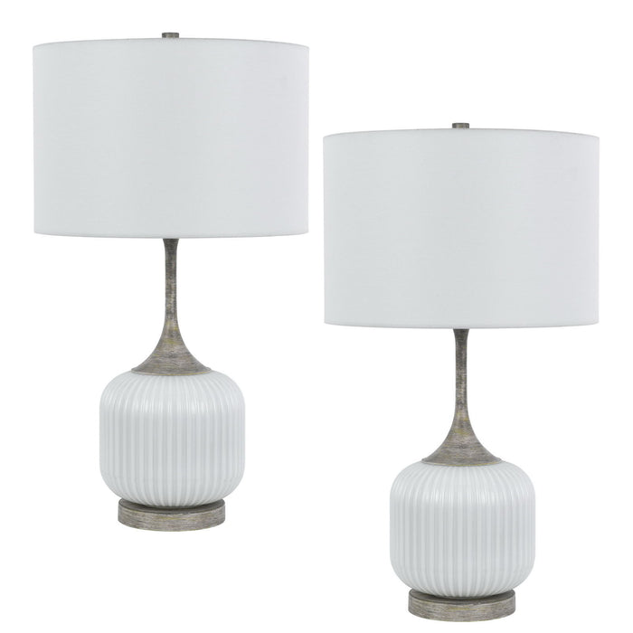 Palmyra - 150W 3 Way Metal / Glass Table Lamp (Set of 2) - White Washed
