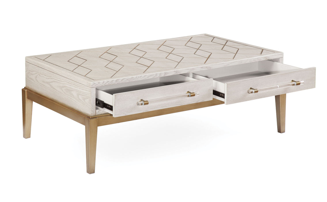 Perrine - Rectangle Cocktail Table - White / Gold