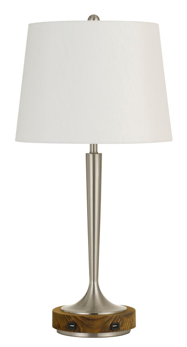 Chester - 28.5" Height Metal Table Lamp - Brushed Steel & Wood