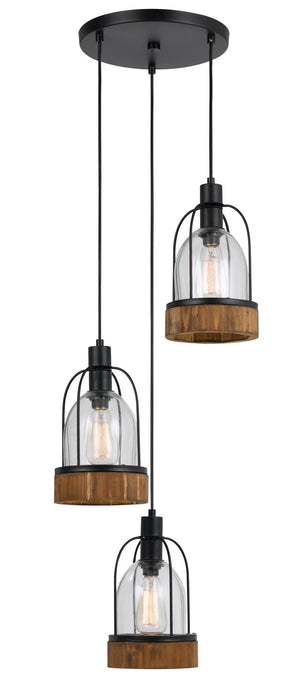 Beacon - 18" Height Glass Pendant - Dark Bronze & Wood