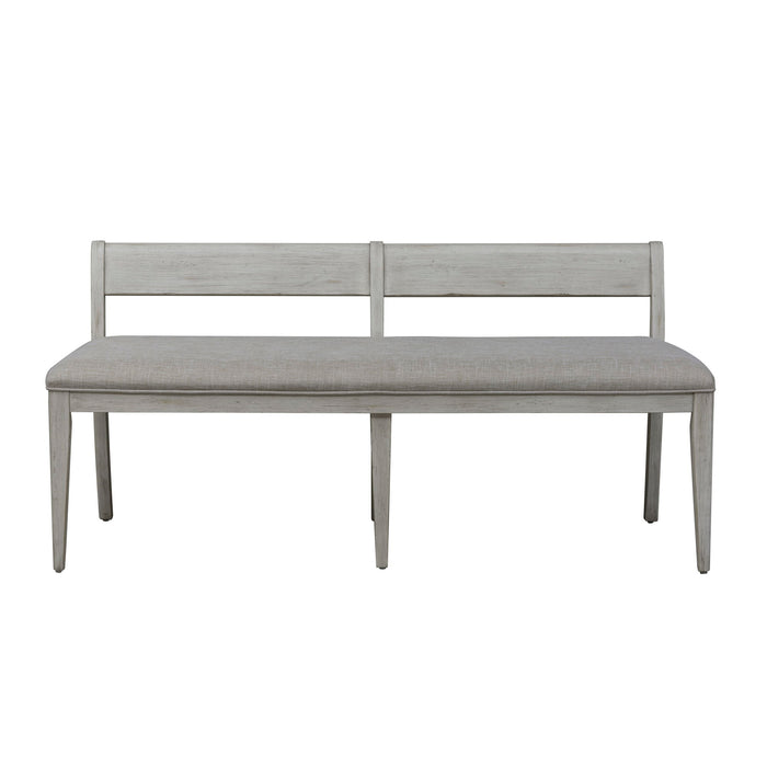 Farmhouse Reimagined - Upholstered Bench - Antique White / Chestnut Tops