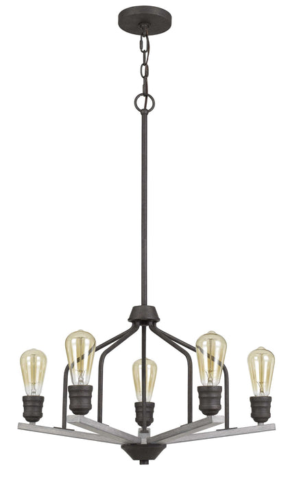 Corming - 34" Height Metal Chandelier - Textured Bronze & Drifted Wood