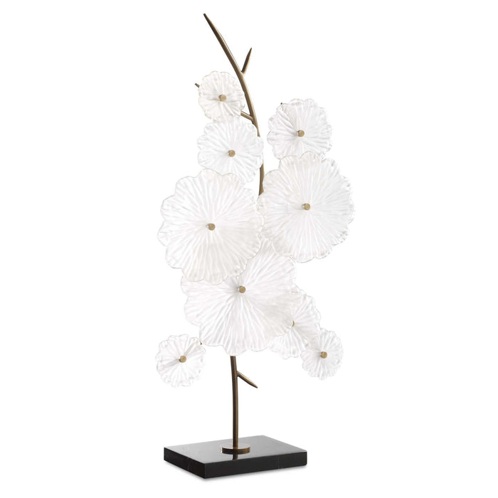 Glass - Garden Table Sculpture - Gold / White