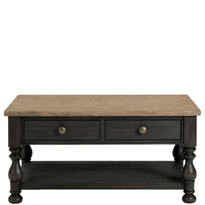 Barrington - 2 Tone Rectangular Coffee Table - Antique Oak / Matte Black