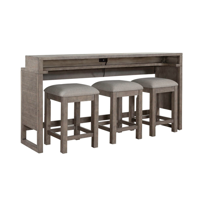 Bartlett Field - 4 Piece Living Room Set (Console Bar Table & 3 Console Stools) - Dusty Taupe