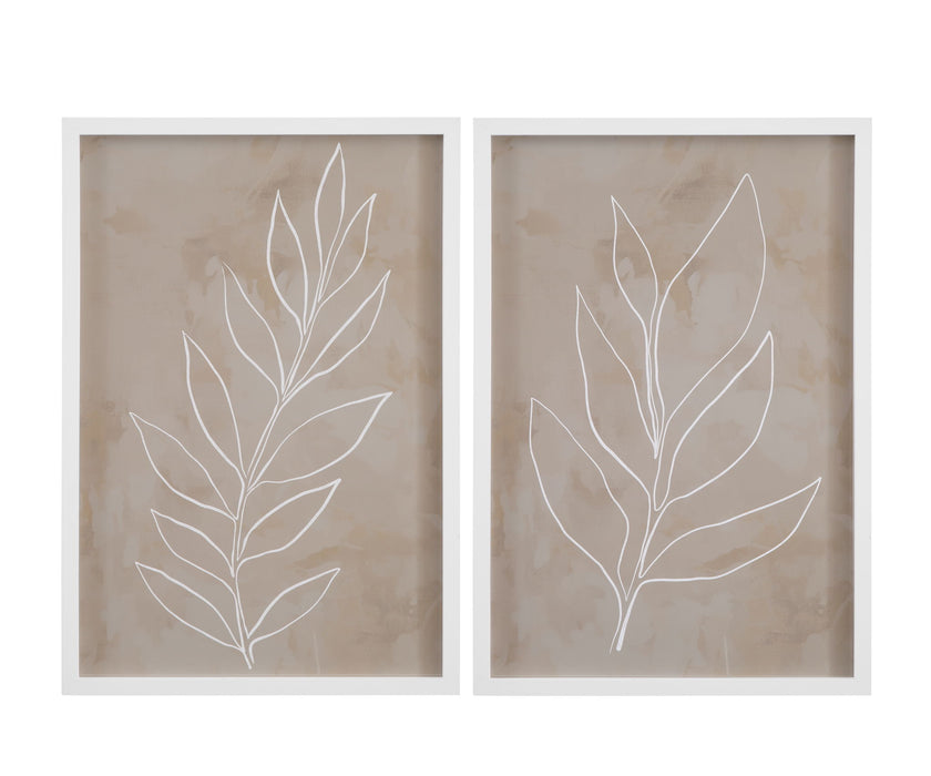 Leaf Line Art II Framed Print - Light Brown