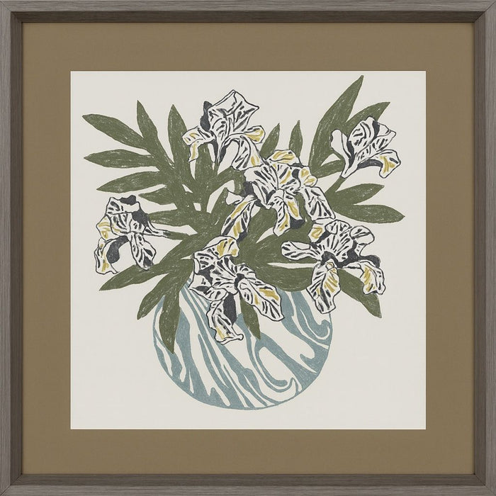 Marble Vase Cluster Framed Print - Green / Tan / Teal / White
