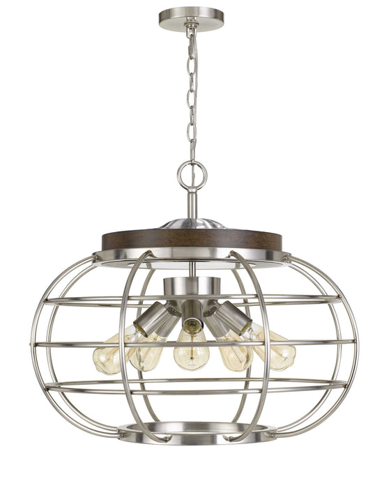 Liberty - 21.75" Height Metal Chandelier - Brushed Steel Wood