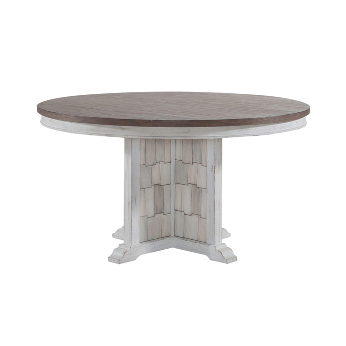 River Place - Pedestal Table - Riverstone White & Tobacco