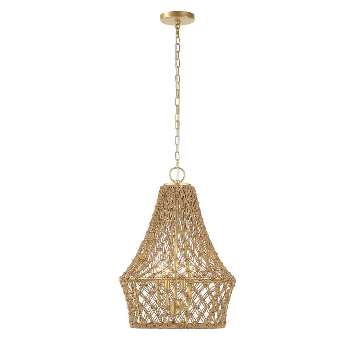 Macrame - 4 Light Rope Pendant - Light Brown