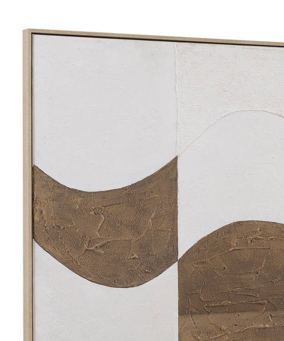 River City Framed Canvas - Dark Brown / White