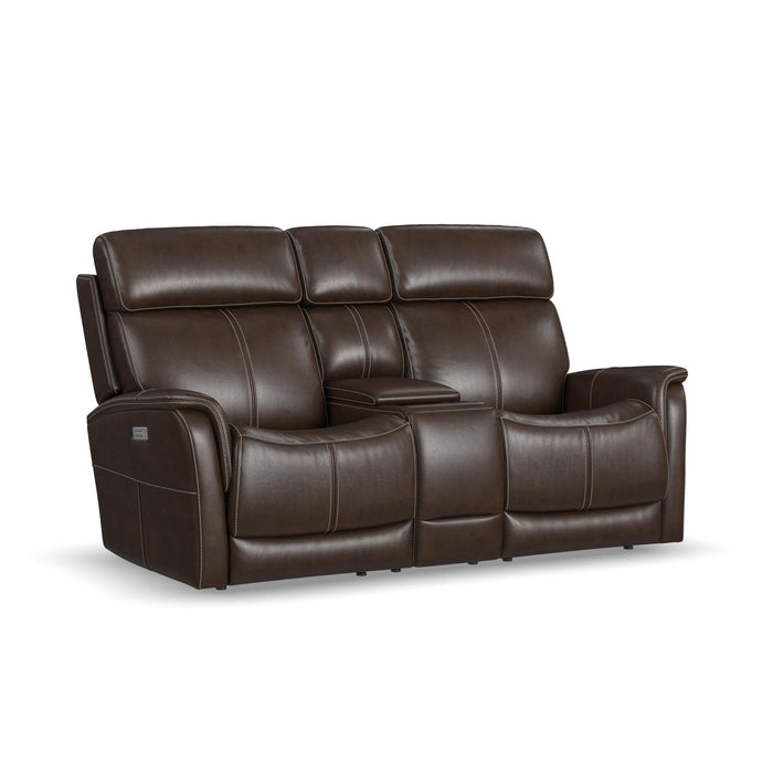 View - Power Reclining Loveseat With Console, Power Headrest & Lumbar