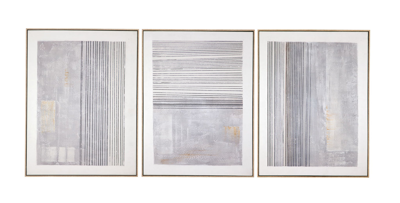 Razi Framed Canvas (Set of 3) - Gray