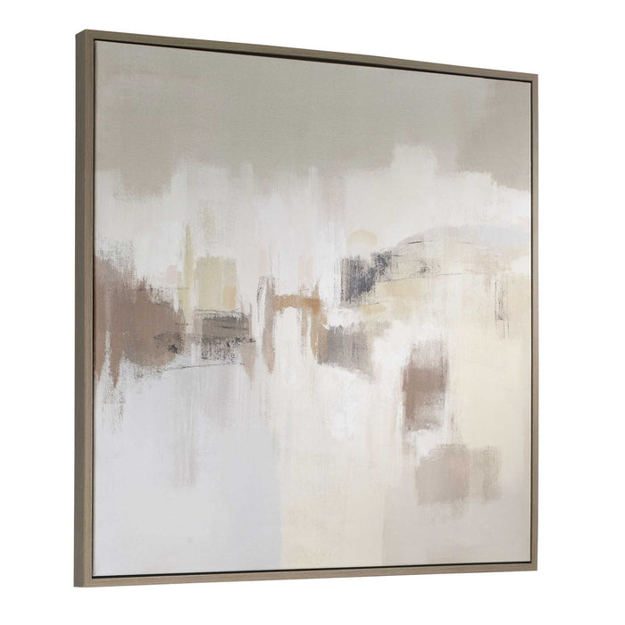 Daybreak - Framed Abstract Art - Black / Blue / Brown / Orange / White / Woodtone / Yellow