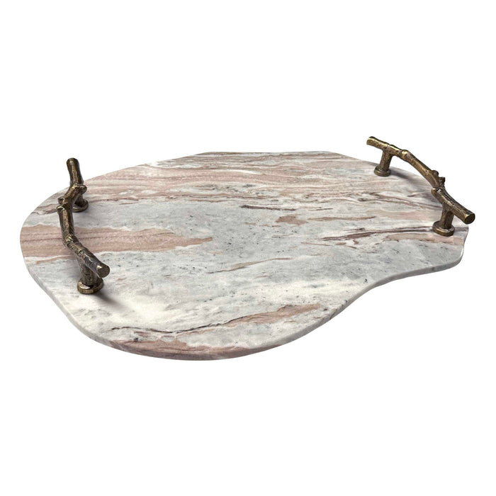 Stone And Twig - Indoor-Outdoor Tray - Gold / Gray / White