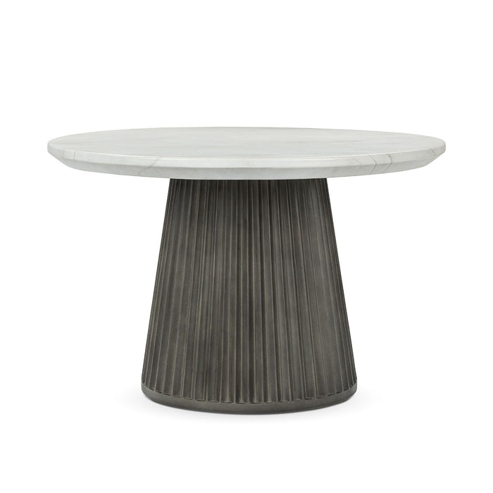 Caspia - 47" Outdoor Round Dining Table - Snowdrift White / Black