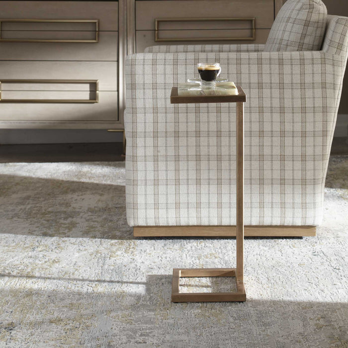 Gamora - Marble Drink Table - Gold / Green