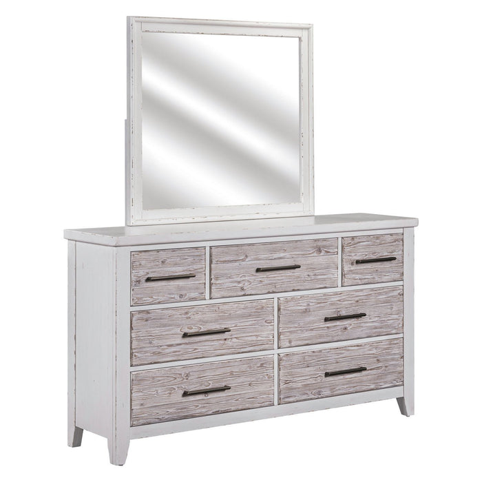 Backroads - Dresser & Mirror - Weathered White