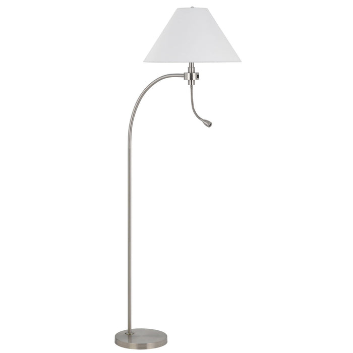 Ashland - 100W 3 Way Mini Arc Metal Floor Lamp With Gooseneck 2W LED Reading Light - Brushed Steel