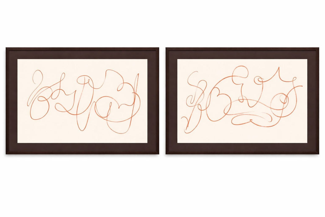 Meandering Lines Framed Print (Set of 2) - Cream