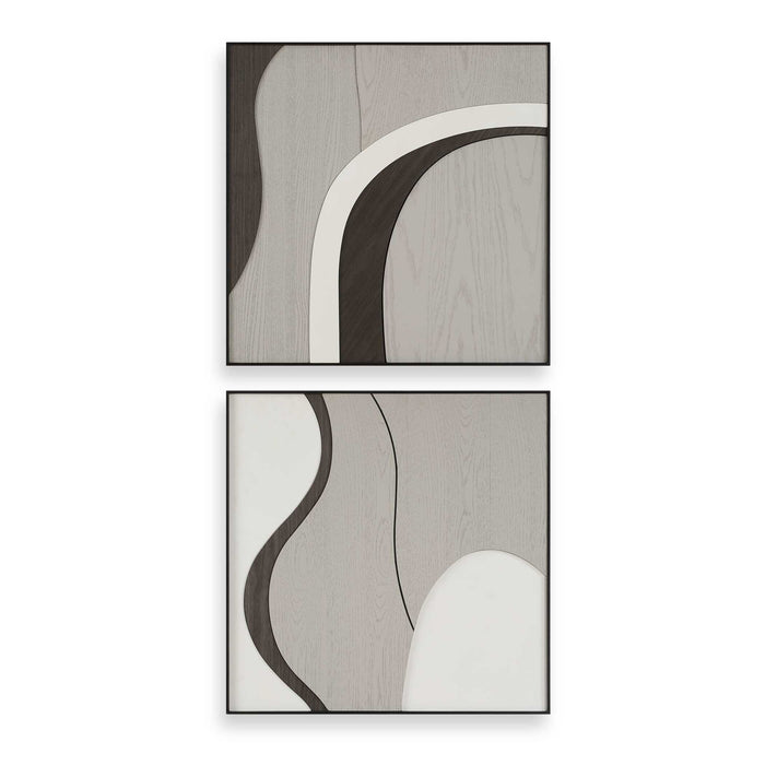 Joel - Modern Wood Wall Art (Set of 2) - Brown / Gray
