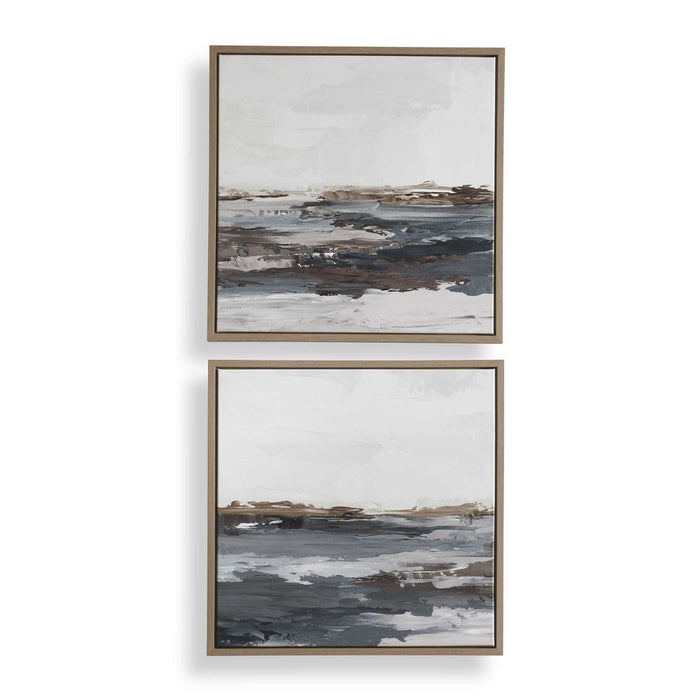 Bring Me In - Framed Landscape Painting (Set of 2) - Blue / Brown / Pink / Purple / White