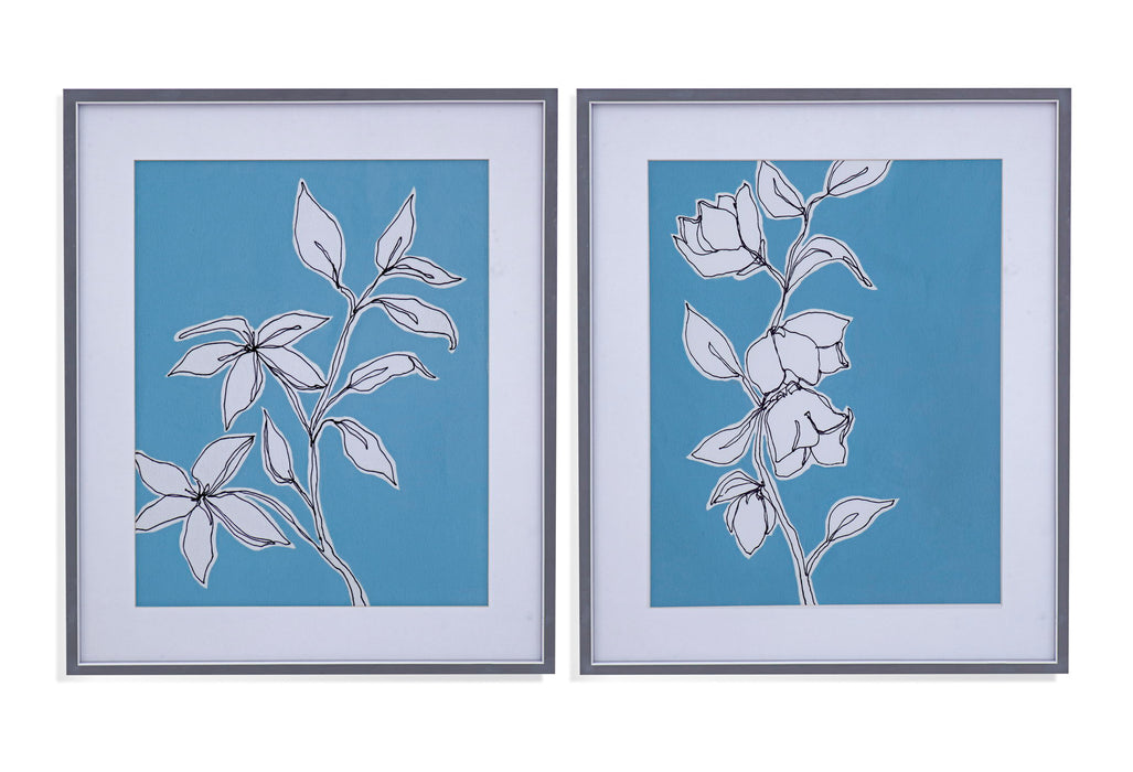 Botanic Drawing I Framed Print - Blue