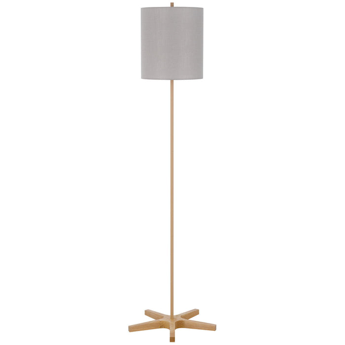Pole - 100W Metal Floor Lamp With Wooden Base - Light Oak