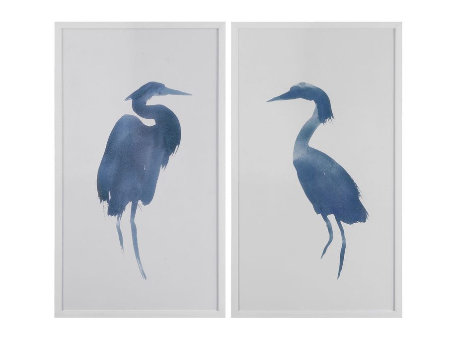 Heron In Blue I Framed Art - Blue