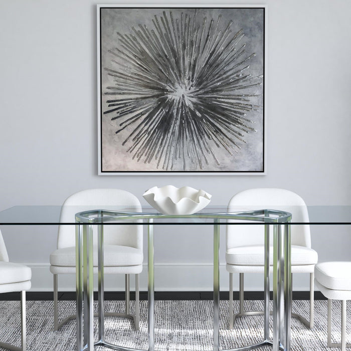 Energy Burst Canvas Art - Pearl Silver