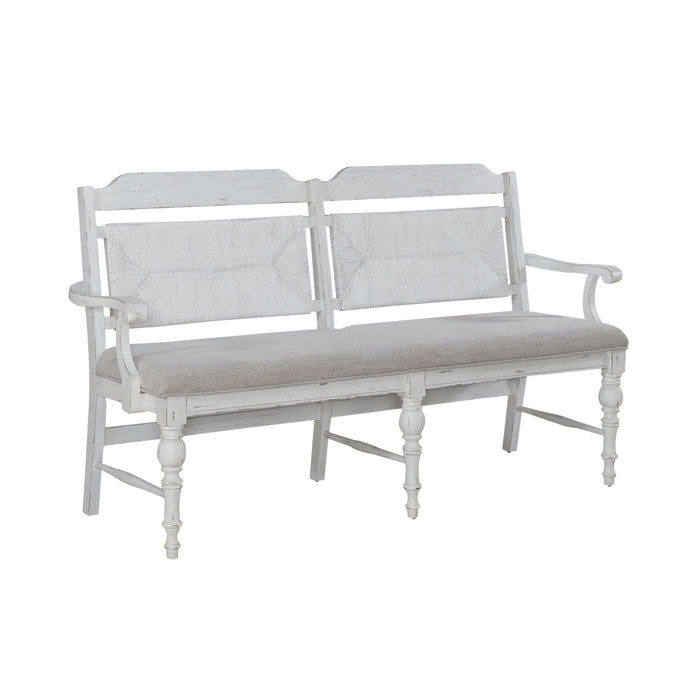 River Place - Panel Back Bench - Riverstone White & Tobacco