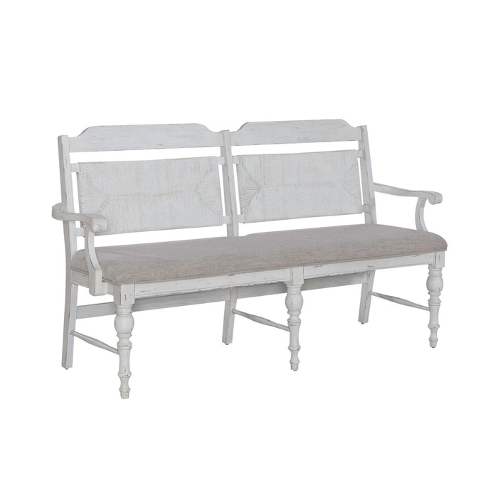 River Place - Panel Back Bench - Riverstone White & Tobacco