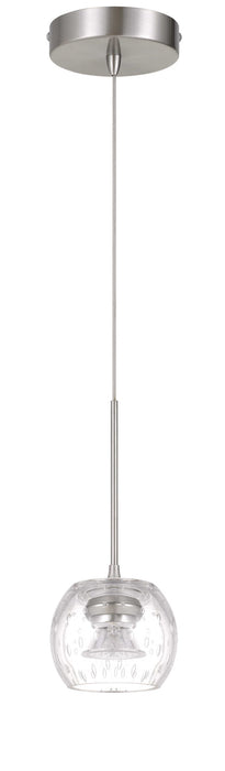 Ithaca - 10" Height Led Glass Pendant - Brushed Steel - Metal