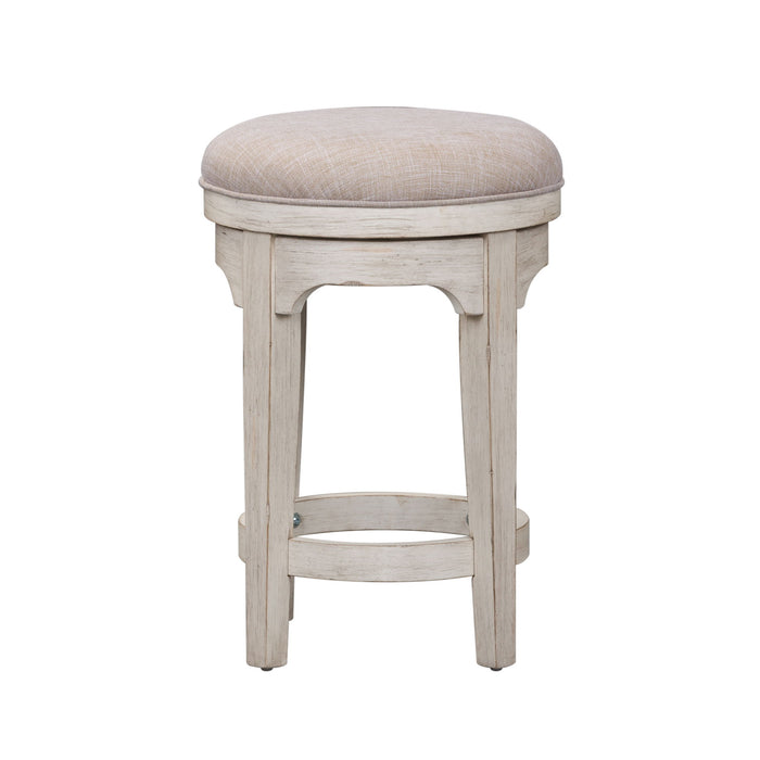 Farmhouse Reimagined - Console Swivel Stool - Antique White / Chestnut Tops