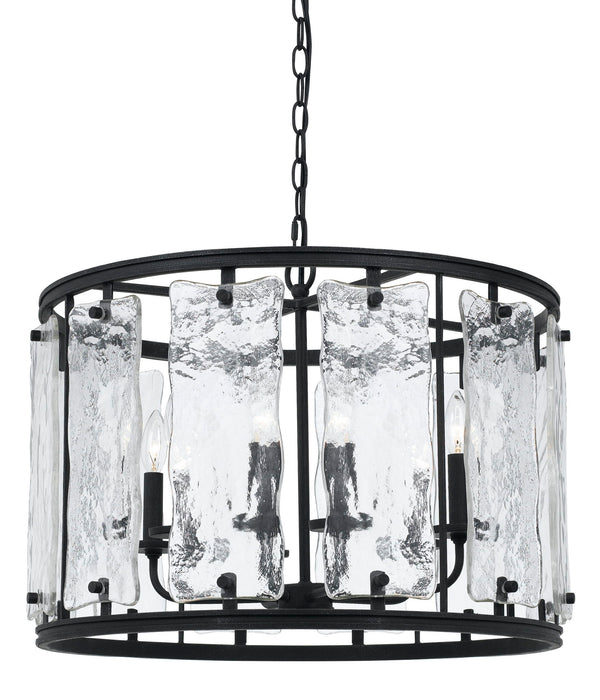60W x 6 Everetteglass Chandelier - Black