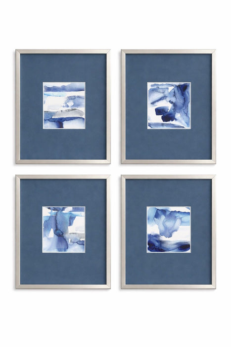 Bleu Beat Framed Print (Set of 4) - Blue