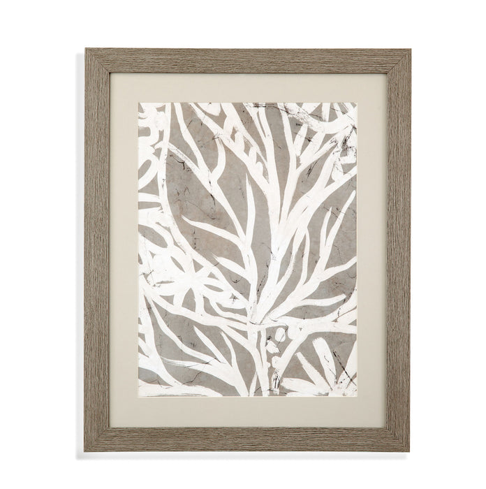 Mudcloth Foliage II Framed Print - Light Brown / Beige