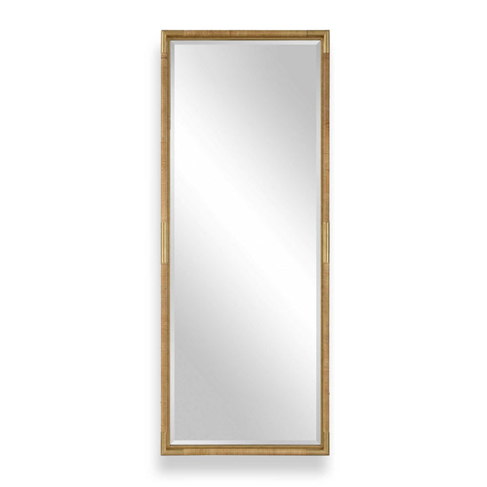 Kampar - Full Length Rattan Tall Mirror - Gold / Woodtone