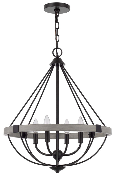Somersworth - Chandelier - White Washed & Black