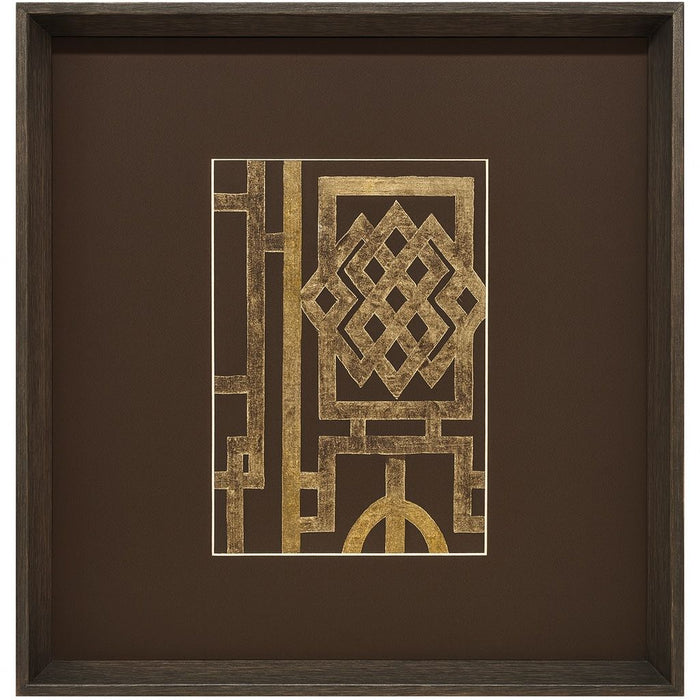 Trellis Pattern II Framed Print - Brown / Gold