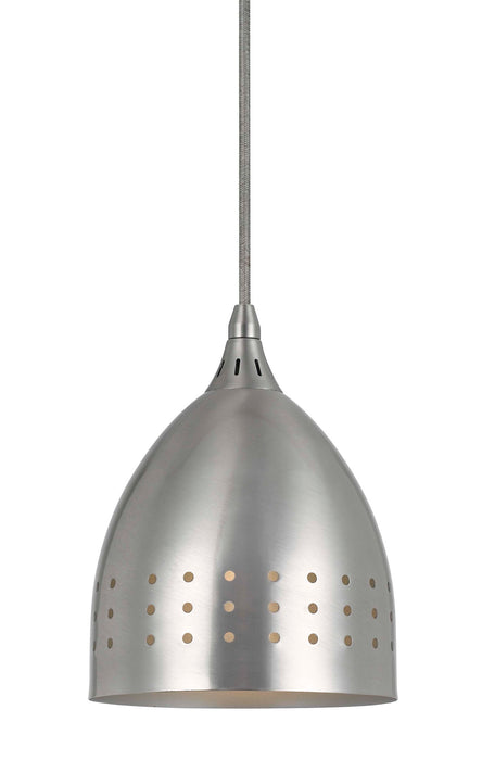 8.6" Height Glass and Metal Pendant With Brushed Steel Cord