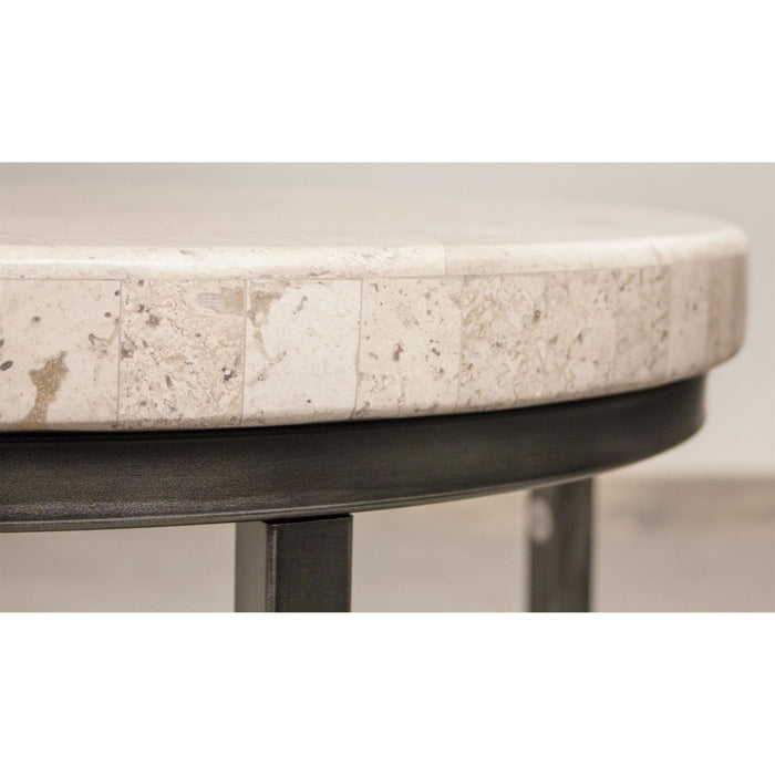 Capri - Round Side Table - Alabaster Travertine