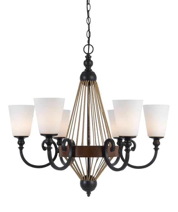 Monticello - 30.75" Height Metal Chandelier - Metal & Wood