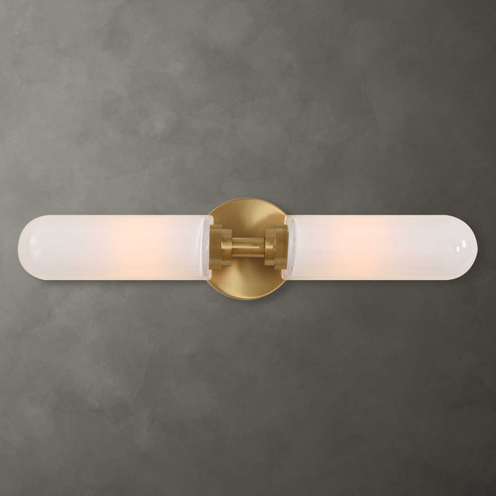 Wellsville - 2 Light Brass Sconce - White / Gold