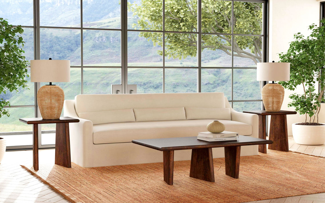 Lasso - Square End Table - Antique Natural Mango With Sandblasting