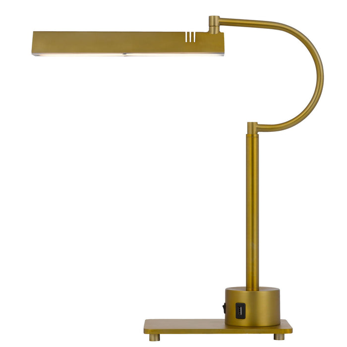 Soho - LED 12W Metal Desk Lamp With 2 USB Ports - Antique Brass