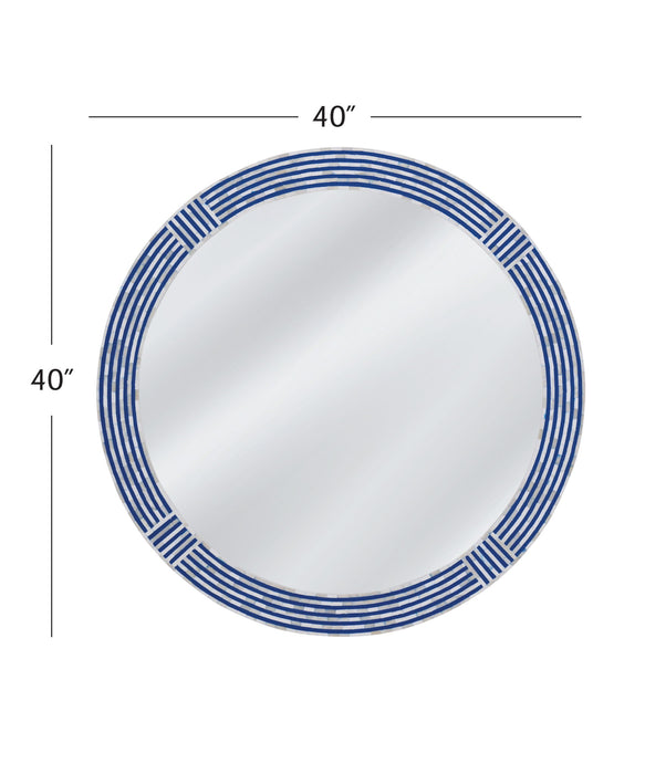 Blue Circle - Wall Mirror - Blue / Cream
