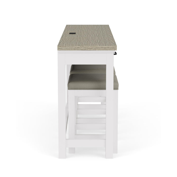 Cora - Workstation (Sofa Table With 3 Stools) - Cloud / Fog